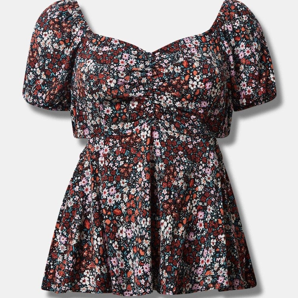 Torrid Babydoll Rayon Slub With Side Cutouts Top size 3